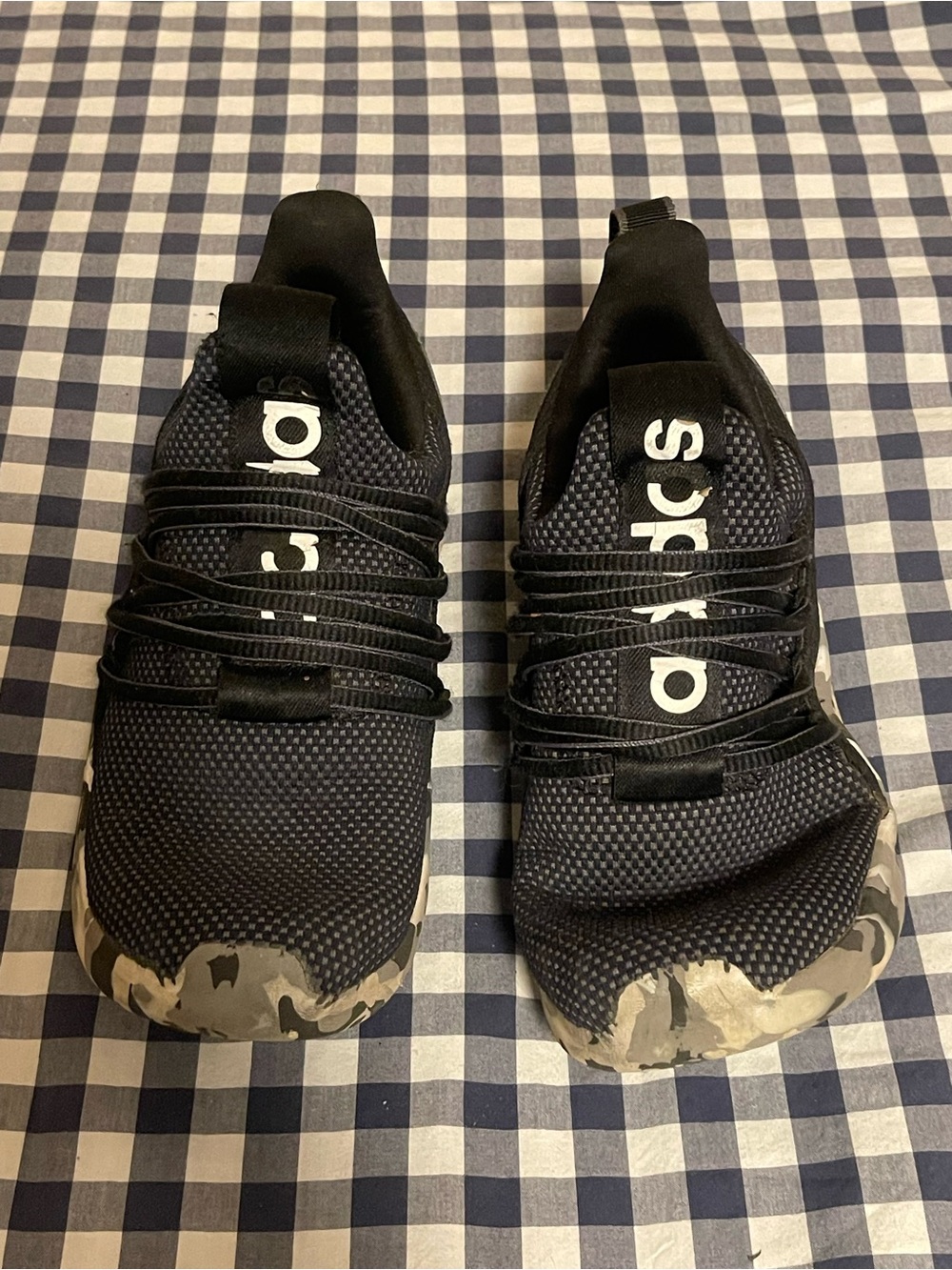 Adidas lite race Black and White Logo and Camo Soles